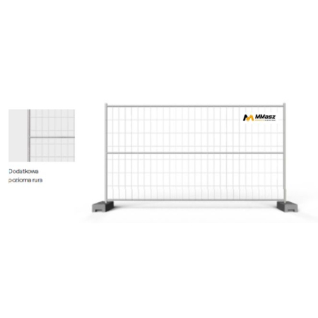 Ogrodzenie budowlane ażurowe panel 3430x2000 mm z dodatkową poziomą rurą